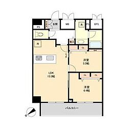 JR中央本線 鶴舞駅 徒歩9分の賃貸マンション 10階2LDKの間取り