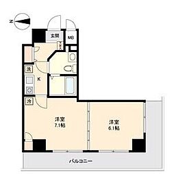 名古屋市営東山線 栄駅 徒歩7分の賃貸マンション 2階2Kの間取り