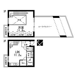 名古屋市営東山線 覚王山駅 徒歩3分の賃貸マンション 2階1LDKの間取り