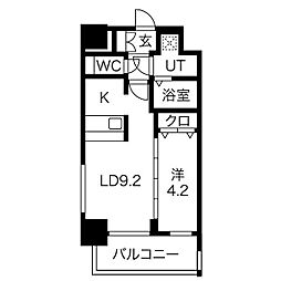 名鉄名古屋本線 山王駅 徒歩9分の賃貸マンション 2階1LDKの間取り