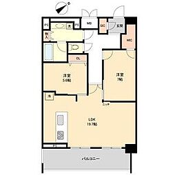 グランルクレ新栄イースト 2LDKの間取図画像