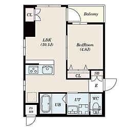 名古屋市営東山線 新栄町駅 徒歩4分の賃貸マンション 2階1LDKの間取り