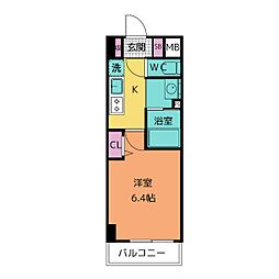 名古屋市営名城線 上前津駅 徒歩5分の賃貸マンション 7階1Kの間取り