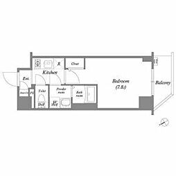 エスリード新栄デュオ 1Kの間取図画像