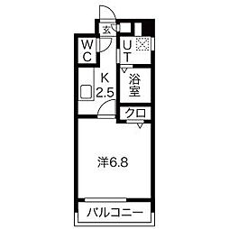 エステート愛和 1Kの間取図画像