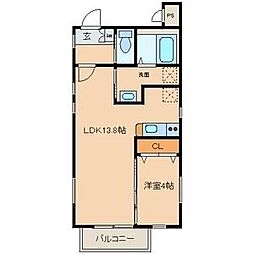 グランレーヴ吹上 1LDKの間取図画像