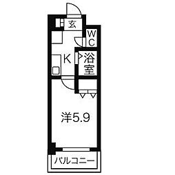びい1千種 1Kの間取図画像
