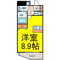 プレサンス覚王山D-Style2 1Kの間取図画像