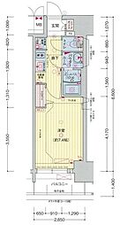 名古屋市営東山線 新栄町駅 徒歩1分の賃貸マンション 3階1Kの間取り