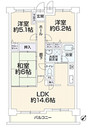 サンマンションアトレ志賀本通 3LDKの間取図画像