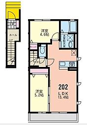 エルム湘南太平台B 2LDKの間取図画像