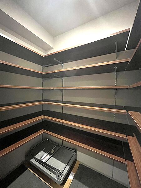 【大容量シューズインクローゼット】高さ調節が可能な可動棚を備え、靴だけでなくベビーカーやアウトドア用品もすっきり収納可能。シックな木目調棚板と落ち着いた内装で、玄関周りを美しく保ちます。