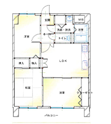 グランピア大橋南 3LDKの間取図画像