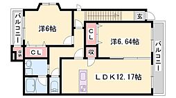 エクセレント・ハウス2 2LDKの間取図画像