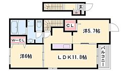 モンターニュ2 2LDKの間取図画像
