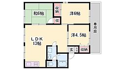 セジュール北八代A 3LDKの間取図画像
