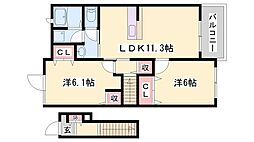 ペール・メゾンC 2LDKの間取図画像