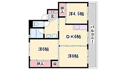 ビレッジハウスつるみ2号棟 3DKの間取図画像