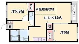 プレイン八代 2LDKの間取図画像