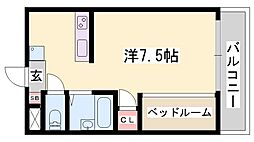 クラージュ保城 ワンルームの間取図画像