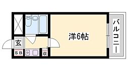 メトレス野里 ワンルームの間取図画像