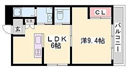 高齢者市民住宅カリヨン三蔵田 1DKの間取図画像