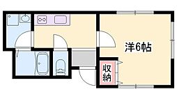リープラス姫路栗山 1Kの間取図画像