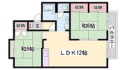 ハートフル夢前2 2LDKの間取図画像