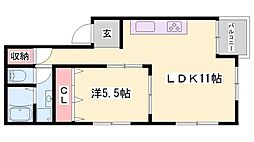 グランヴェール南車崎 1LDKの間取図画像