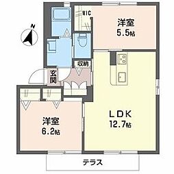 ビラ南山 2LDKの間取図画像