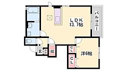 エル&シーモカ1 1LDKの間取図画像