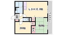 森本ハイツ 2LDKの間取図画像