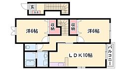 メゾン・ド・セゾンB棟 2LDKの間取図画像