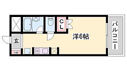 エスポワール内藤 1Kの間取図画像