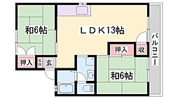 ハイツラポールB棟 2LDKの間取図画像