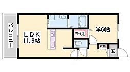 エレアージュ姫路駅南 1LDKの間取図画像