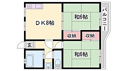 ミキコーポ 2DKの間取図画像