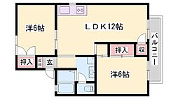 東山ハイツA棟 2LDKの間取図画像