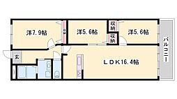 キャッスルコート国府寺町 3LDKの間取図画像