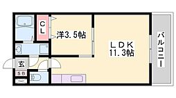 グランピア姫路 1LDKの間取図画像