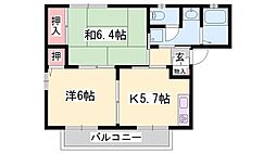 ベネッセ山手 2Kの間取図画像