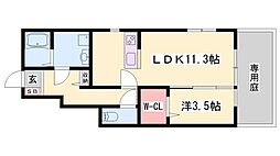 サンスーシ 1LDKの間取図画像