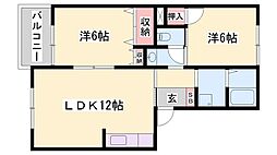 エステートパレスA棟 2LDKの間取図画像