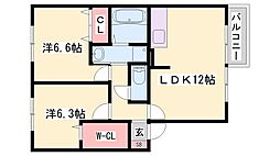 グランモアZB棟 2LDKの間取図画像