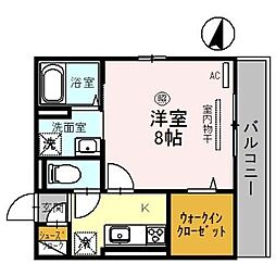 スチール立山 1Kの間取図画像