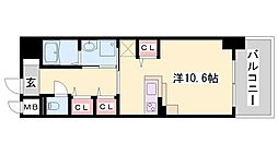 カーサイーグレット 1Kの間取図画像