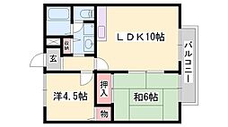 サンエクレールB棟 2LDKの間取図画像