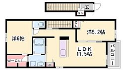 トロワエスポワール 2LDKの間取図画像