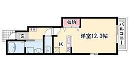 コスモハイツ2 ワンルームの間取図画像