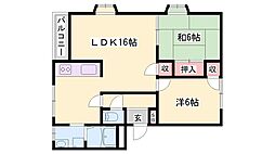銀の馬車道壱番館C棟 2LDKの間取図画像